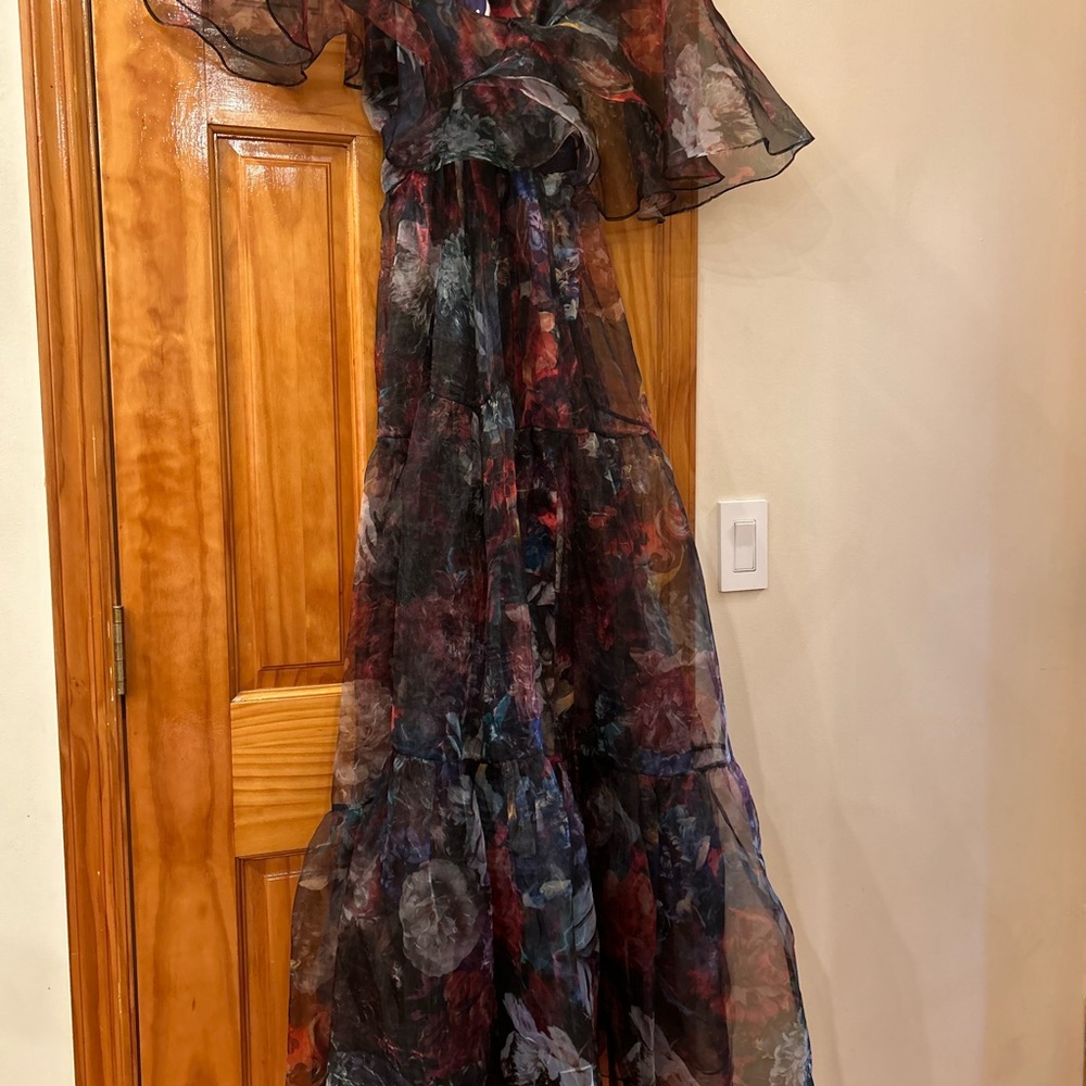 Theia Darla Floral Organza Gown Dress - Picture 6 of 7